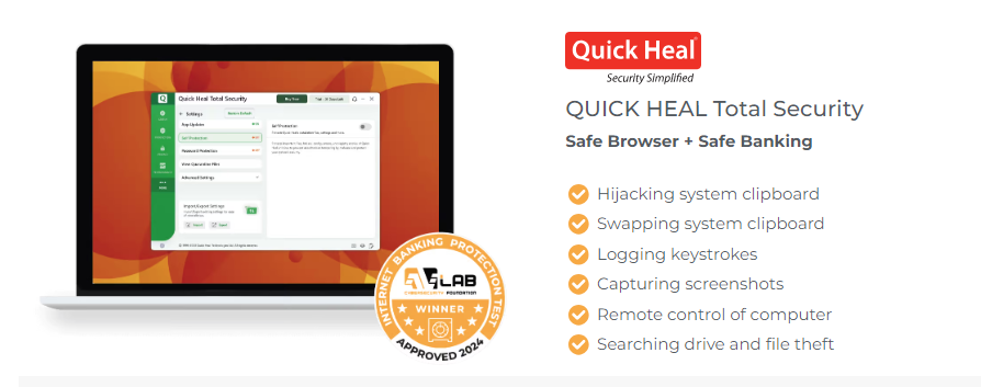 Quick Heal premiato per le funzionalità di SafeBanking e Navigazione sicura
